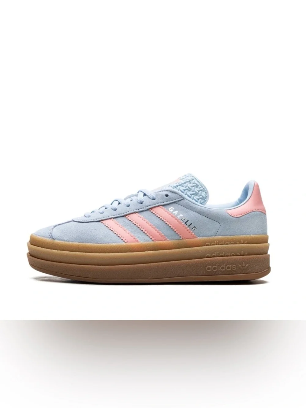 adidas Gazelle Platform Sneakers - Light Blue with Pink Stripes
